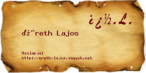 Éreth Lajos névjegykártya